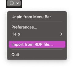 Remote Desktop Import from RDP file